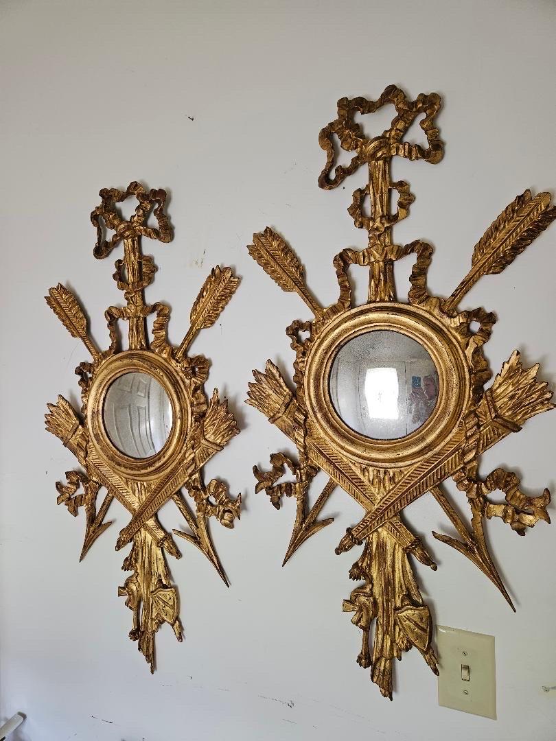 Late 20th Century A Pair of Chelsea House Gilt Wood French Style Mirrored Wall Trophy's