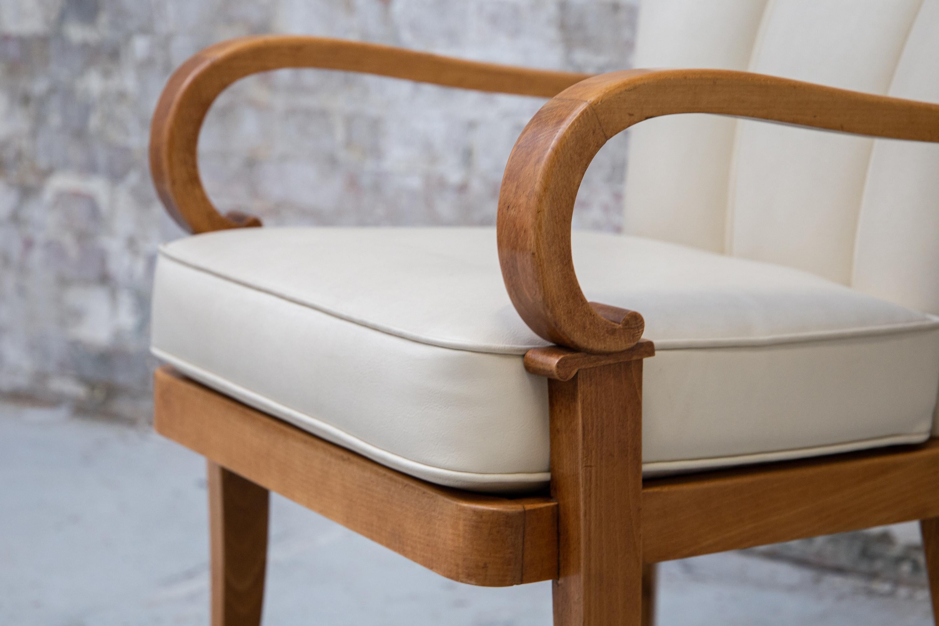 A Pair of Cherrywood Armchairs attributed to Etienne-Henri Martin, circa 1937 For Sale 6