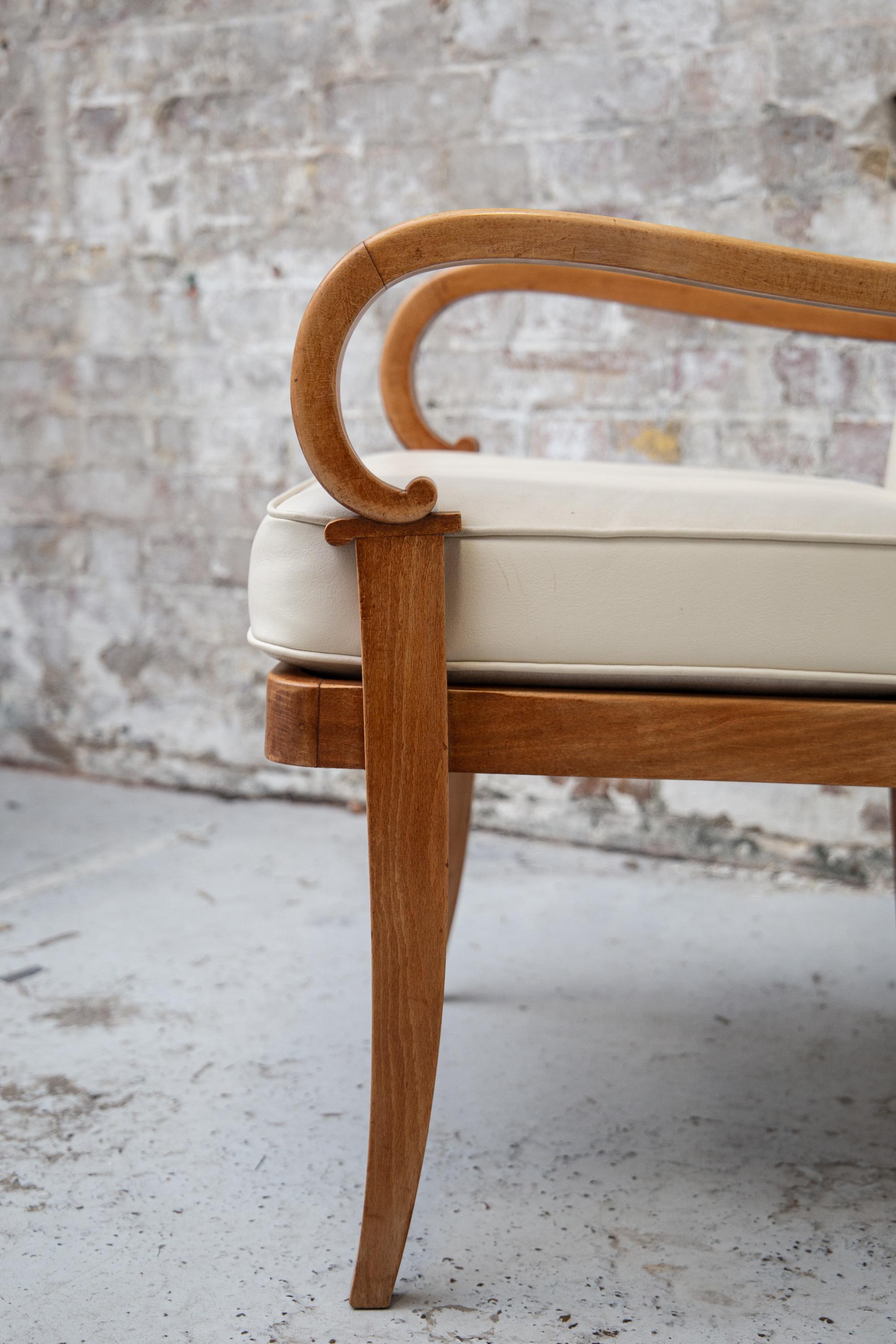 French A Pair of Cherrywood Armchairs attributed to Etienne-Henri Martin, circa 1937 For Sale