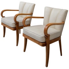 A Pair of Cherrywood Armchairs attributed to Etienne-Henri Martin, circa 1937