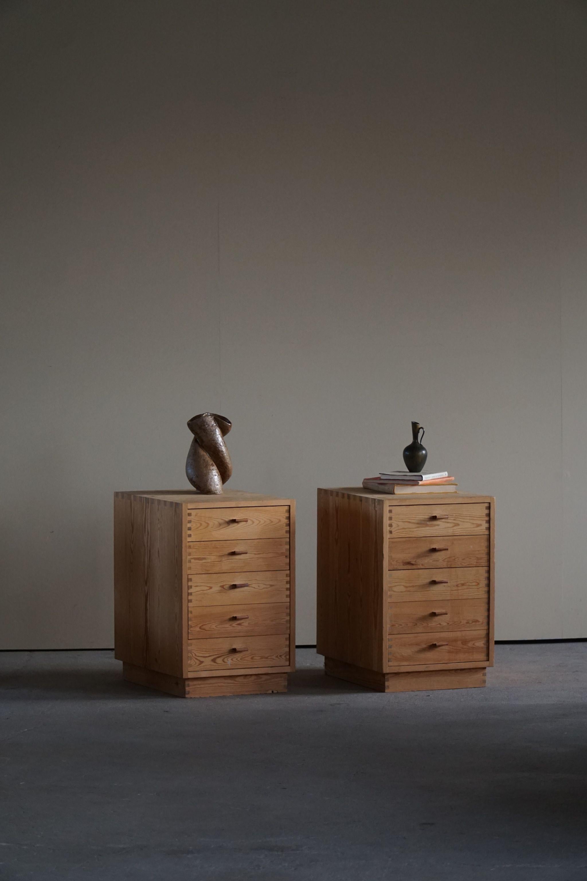 Late 20th Century Pair of Chest of Drawers in Pine, Made by Danish Cabinetmaker, 1970s