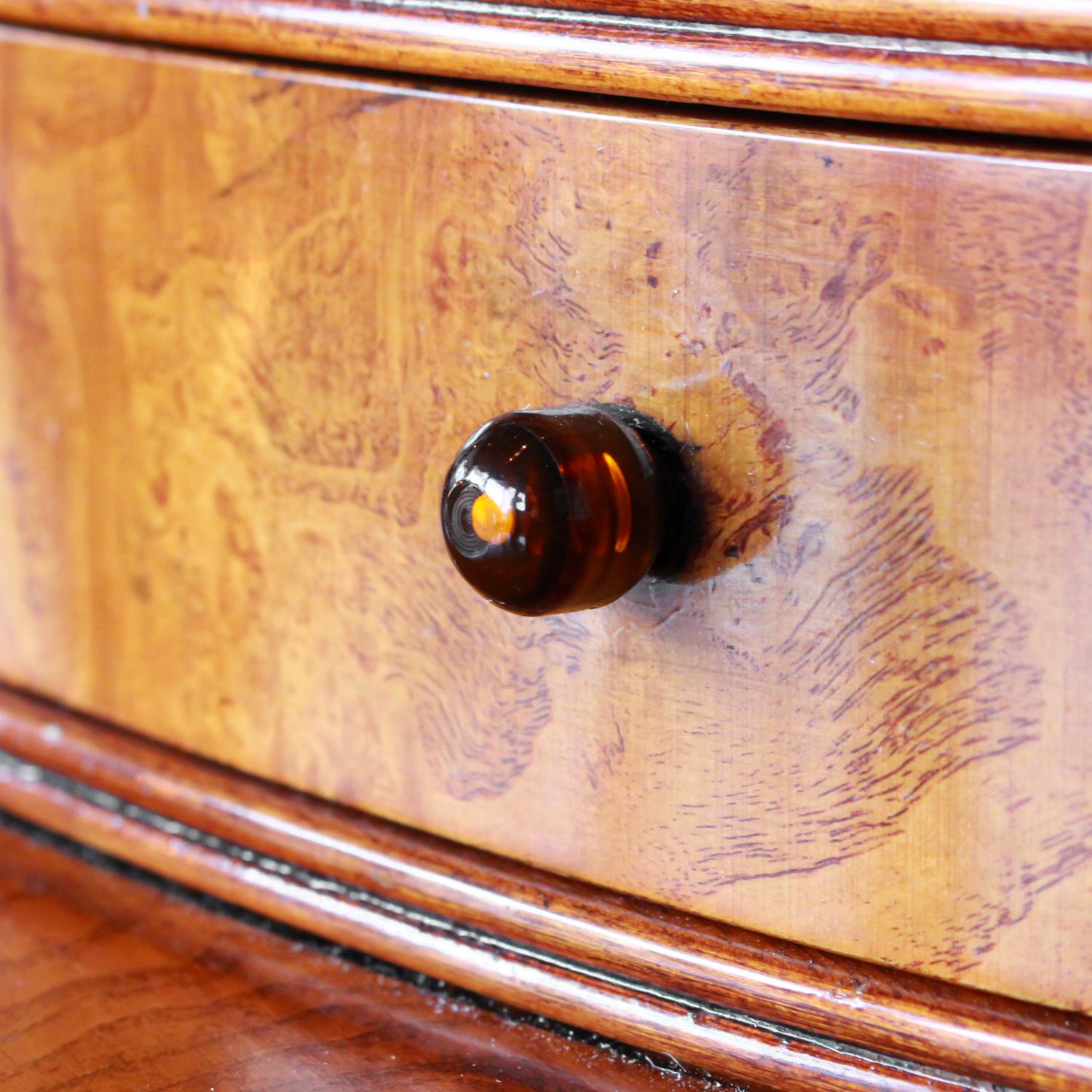 Pair of Chests of Drawers Art Deco Style Burr Elm Veneers English, circa 1970 2