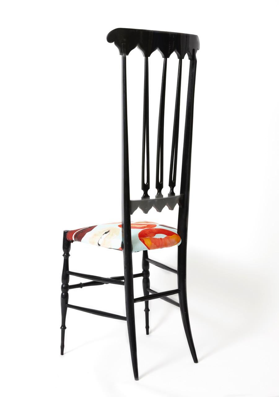 Carved Pair of Chiavari Chairs Model Spada For Sale