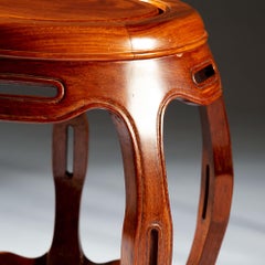 Pair of Chinese Barrel Circular Occasional Tables