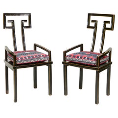 A Pair of Chinese Black Lacquer Armchairs