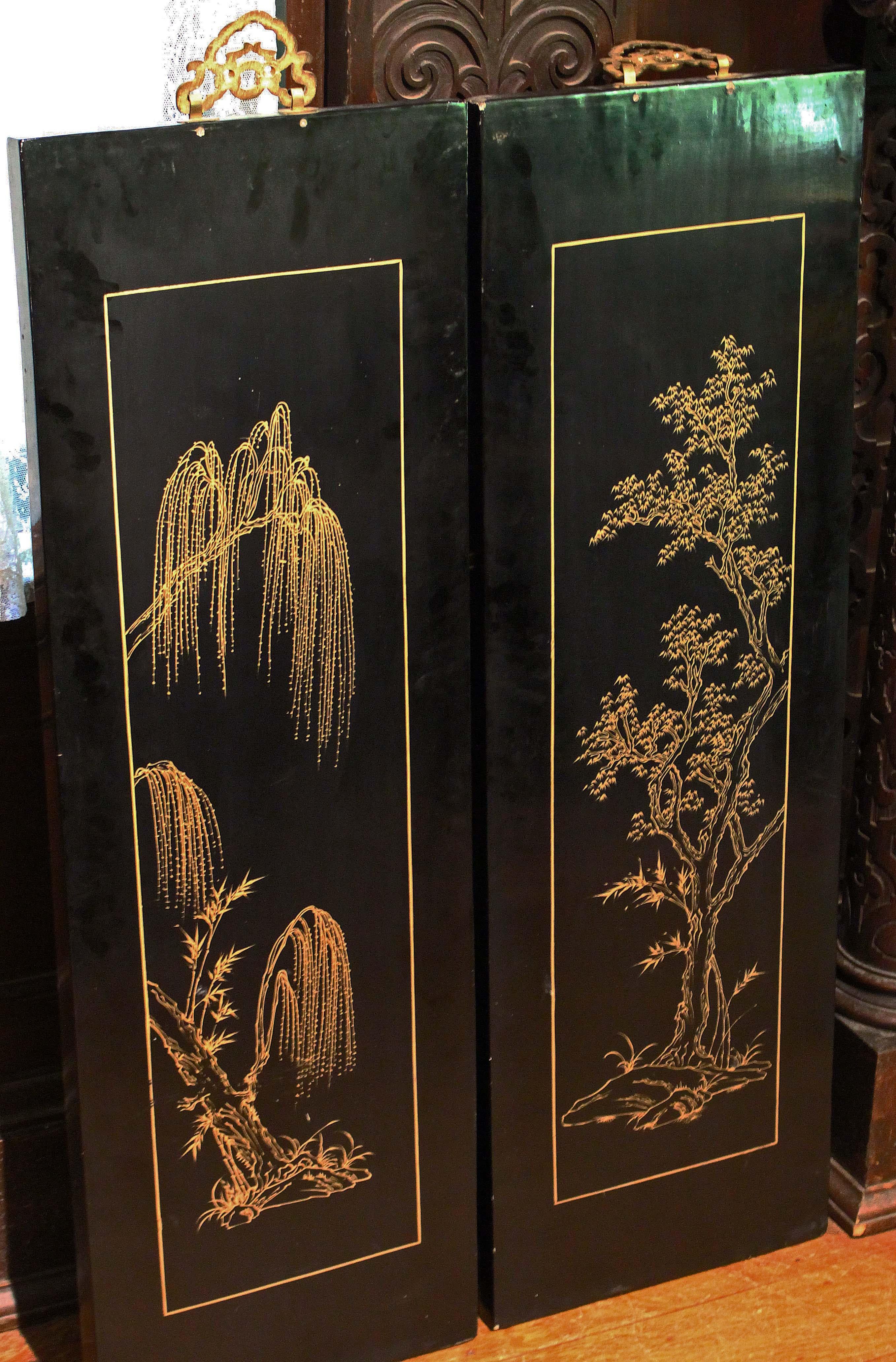 20th Century A Pair of Chinese Carved Stone Panels
