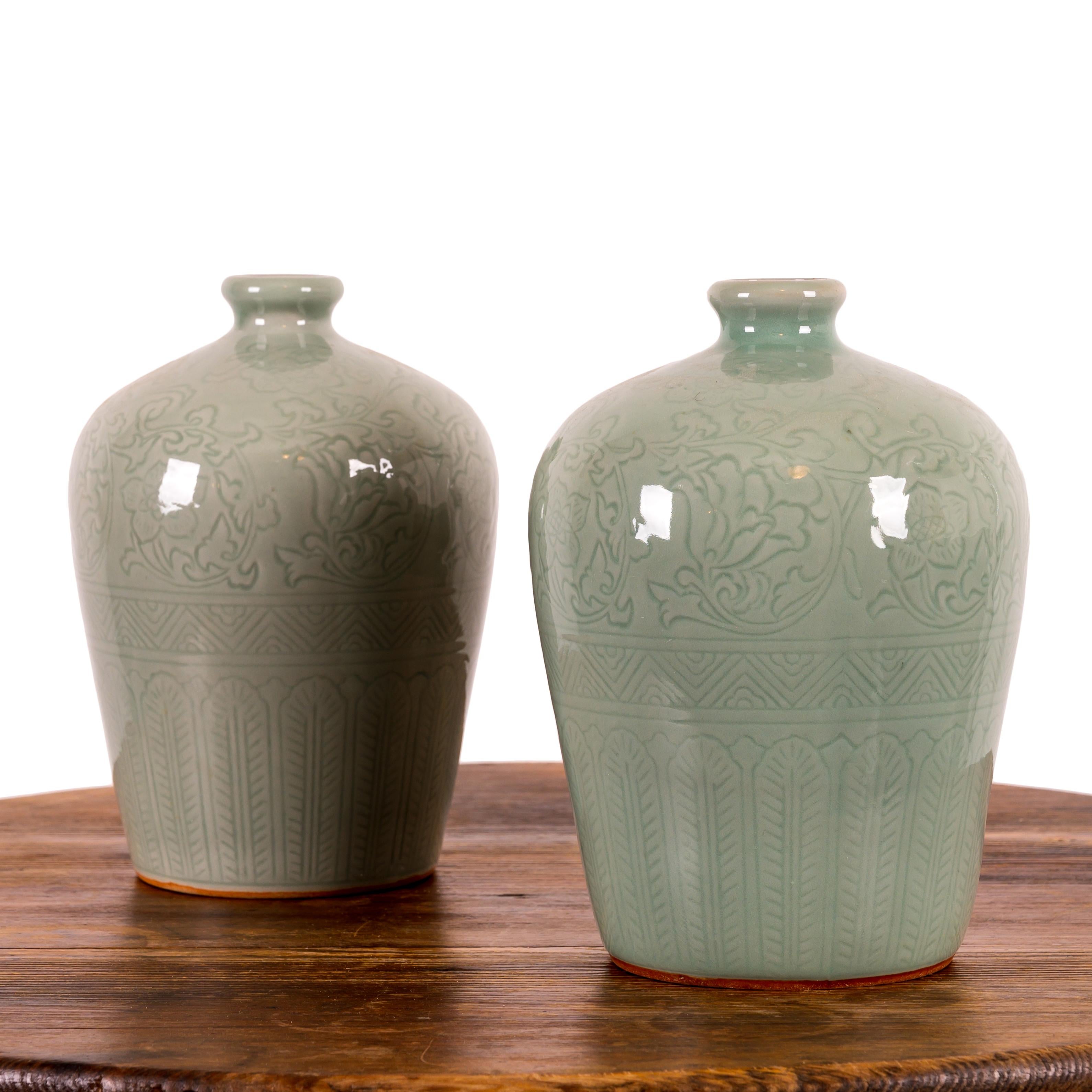 20th Century A Pair of Chinese Celadon Vases For Sale
