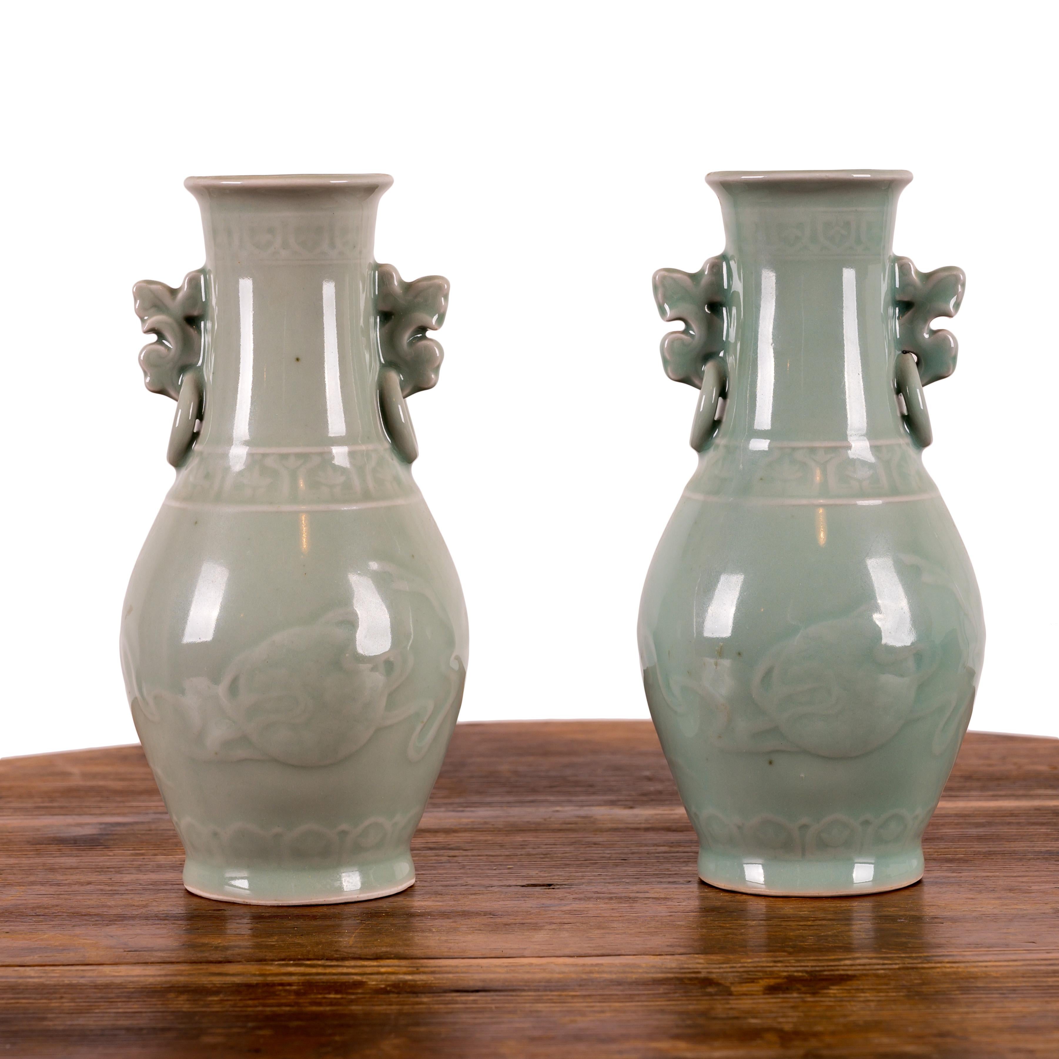 20th Century A Pair of Chinese Celadon Vases For Sale