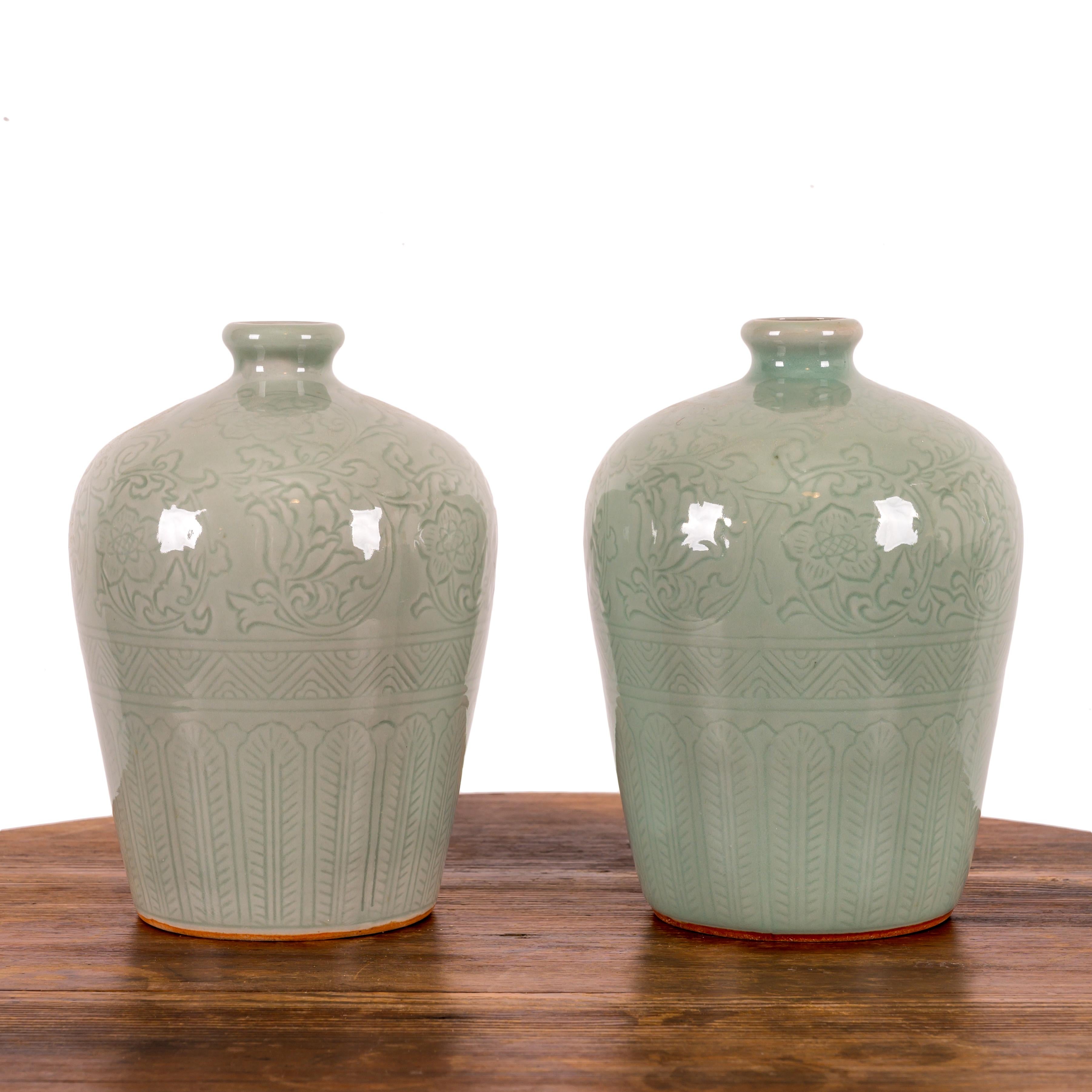 A Pair of Chinese Celadon Vases For Sale 1