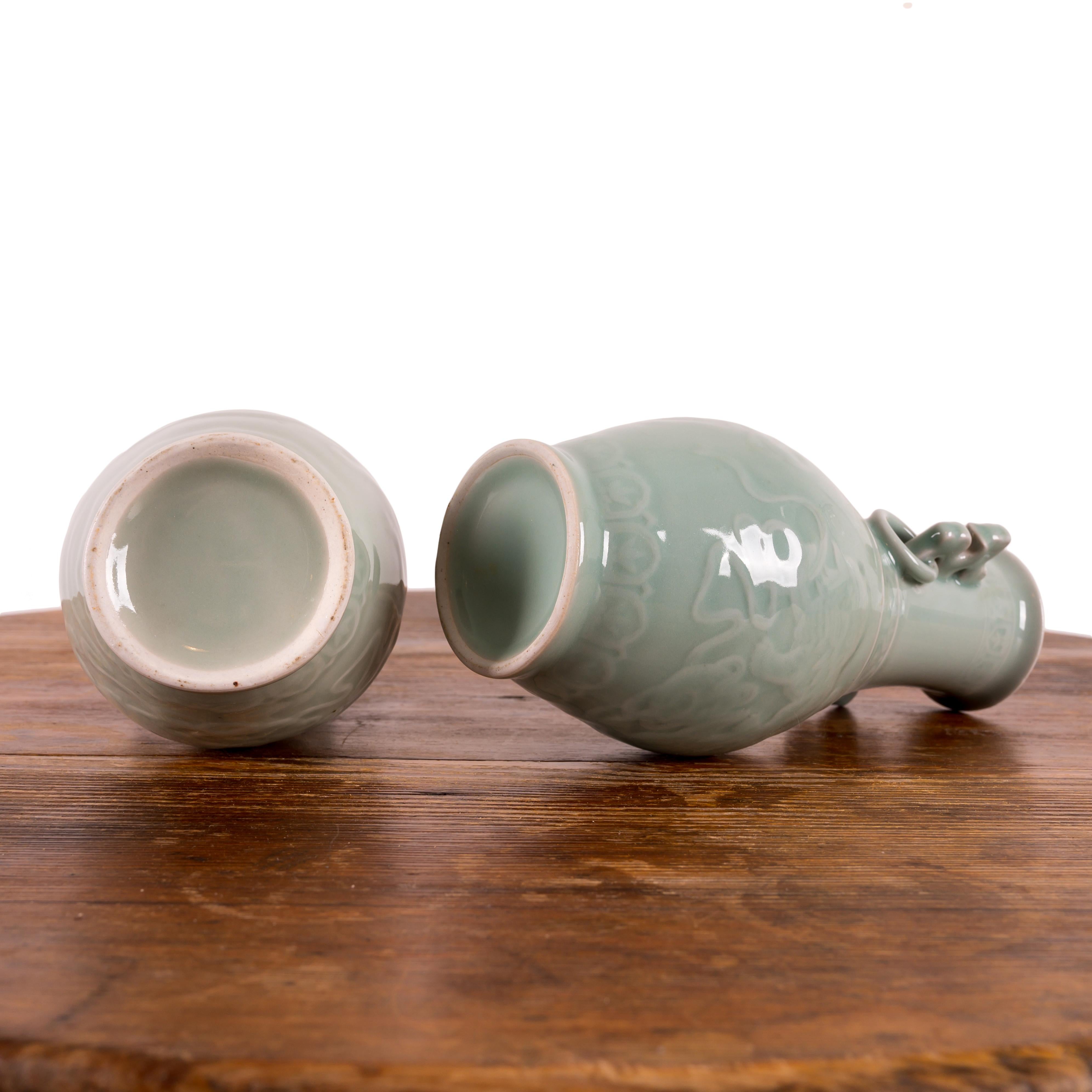 A Pair of Chinese Celadon Vases For Sale 5
