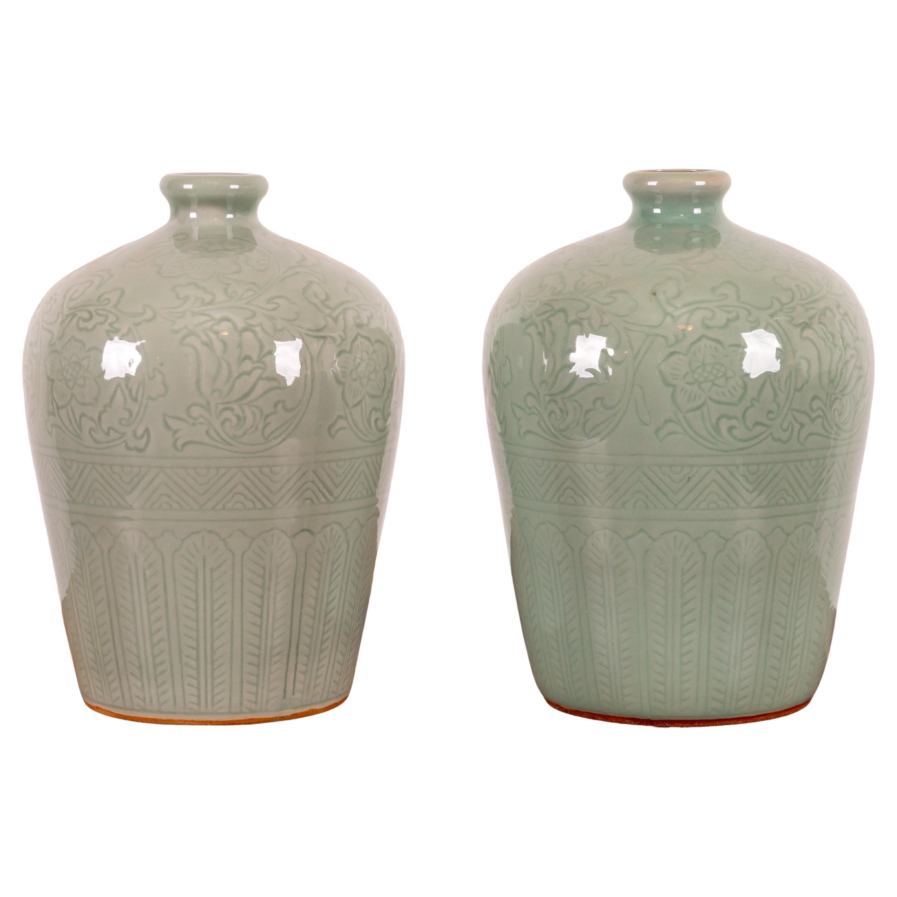 A Pair of Chinese Celadon Vases