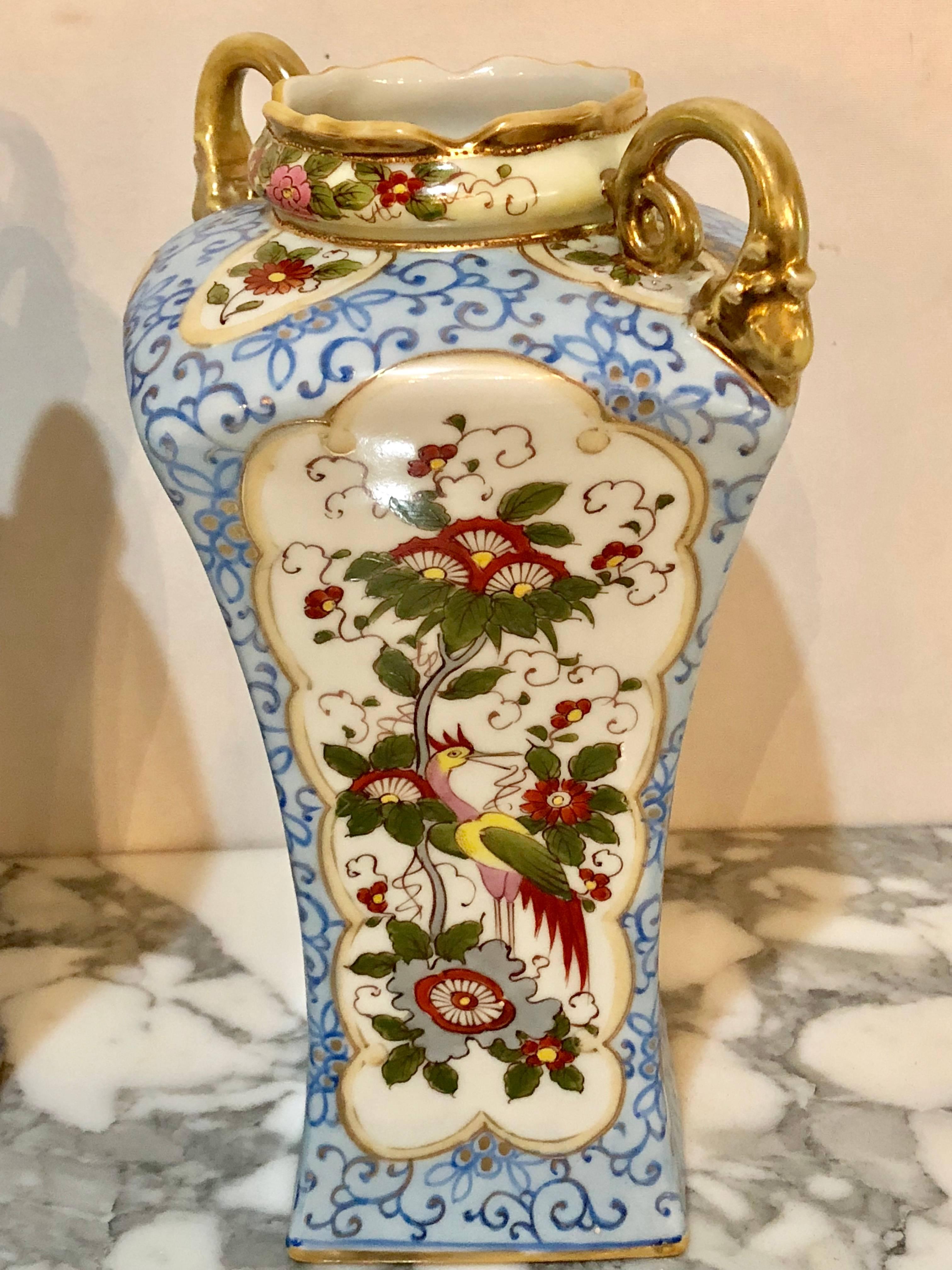 hand painted nippon vase with handles