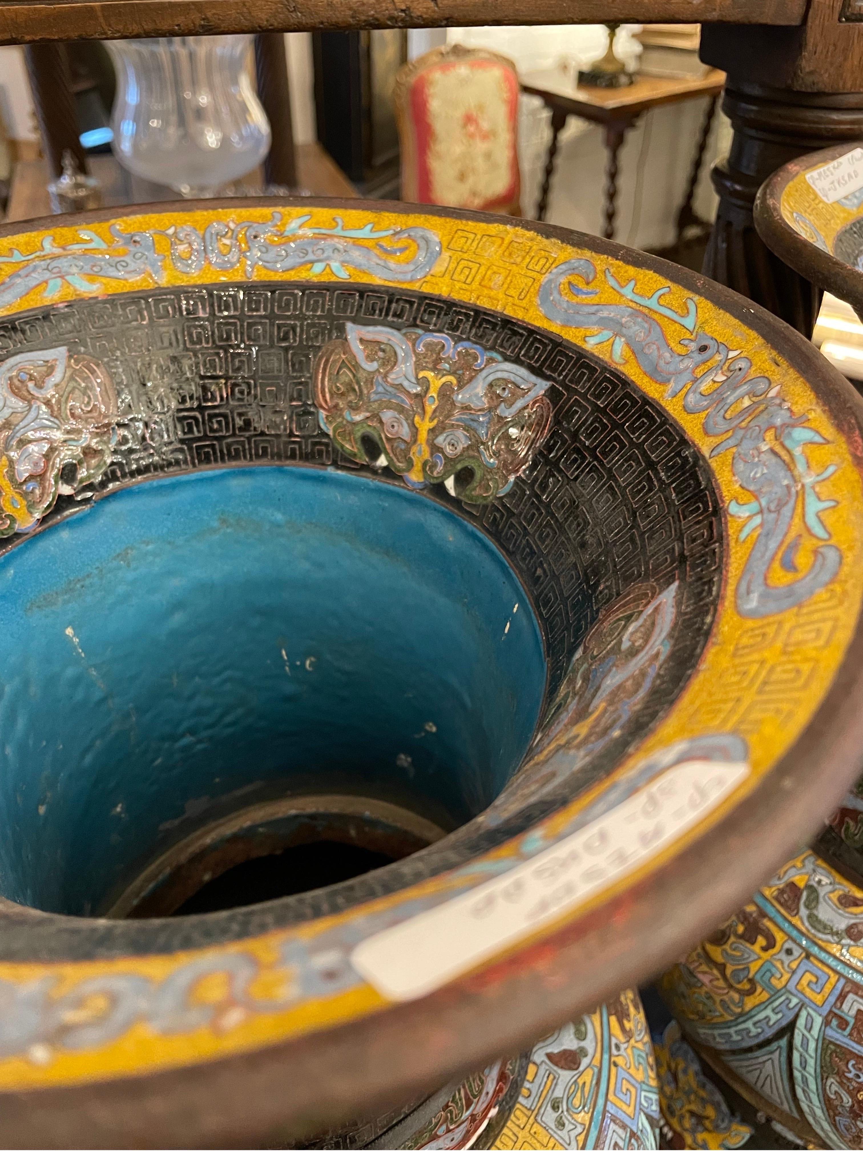 A Pair of Chinese Cloisonne Baluster Vases, Late 19th Century For Sale 4