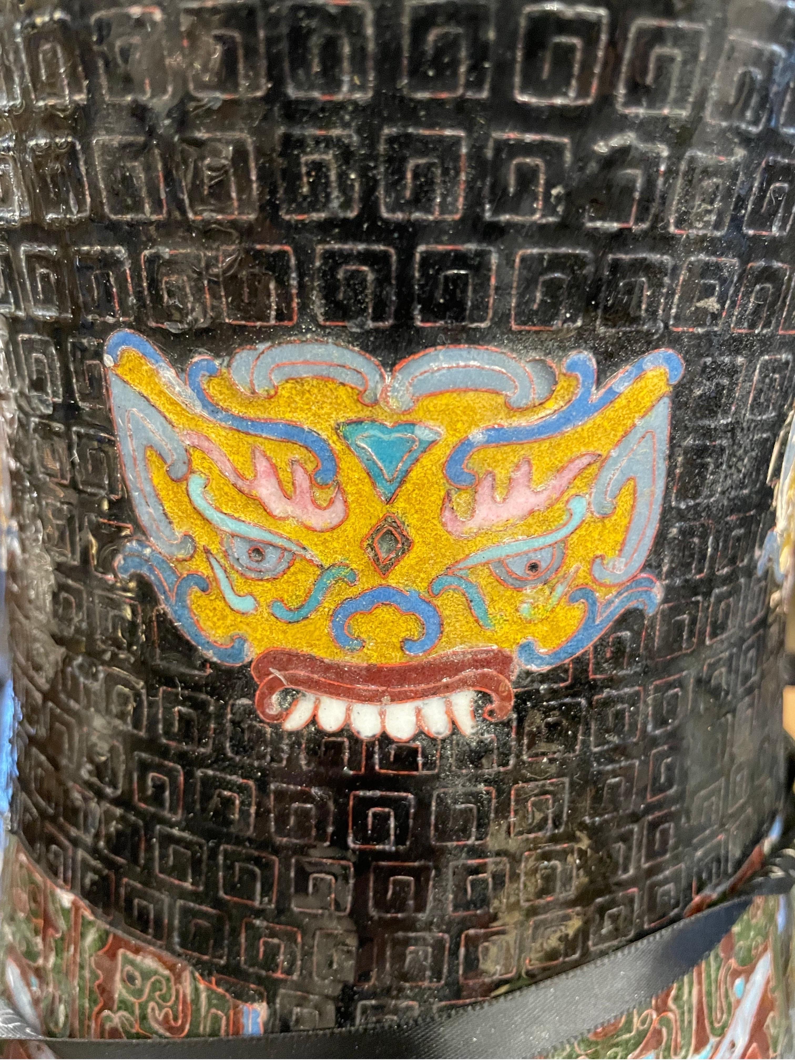 A Pair of Chinese Cloisonne Baluster Vases, Late 19th Century For Sale 3