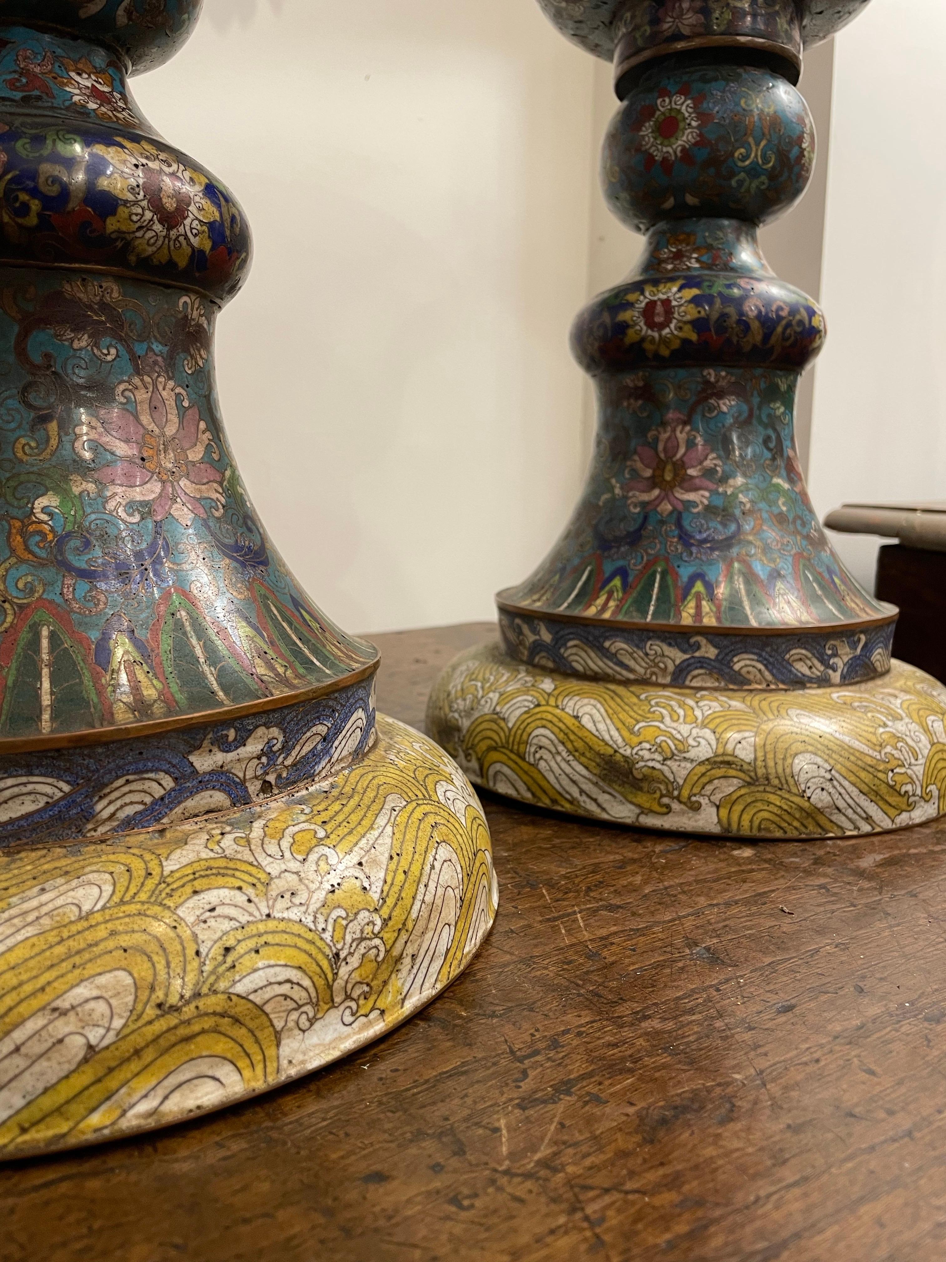 Qing A Pair of Chinese Cloisonne Vases, Late 19th Century For Sale