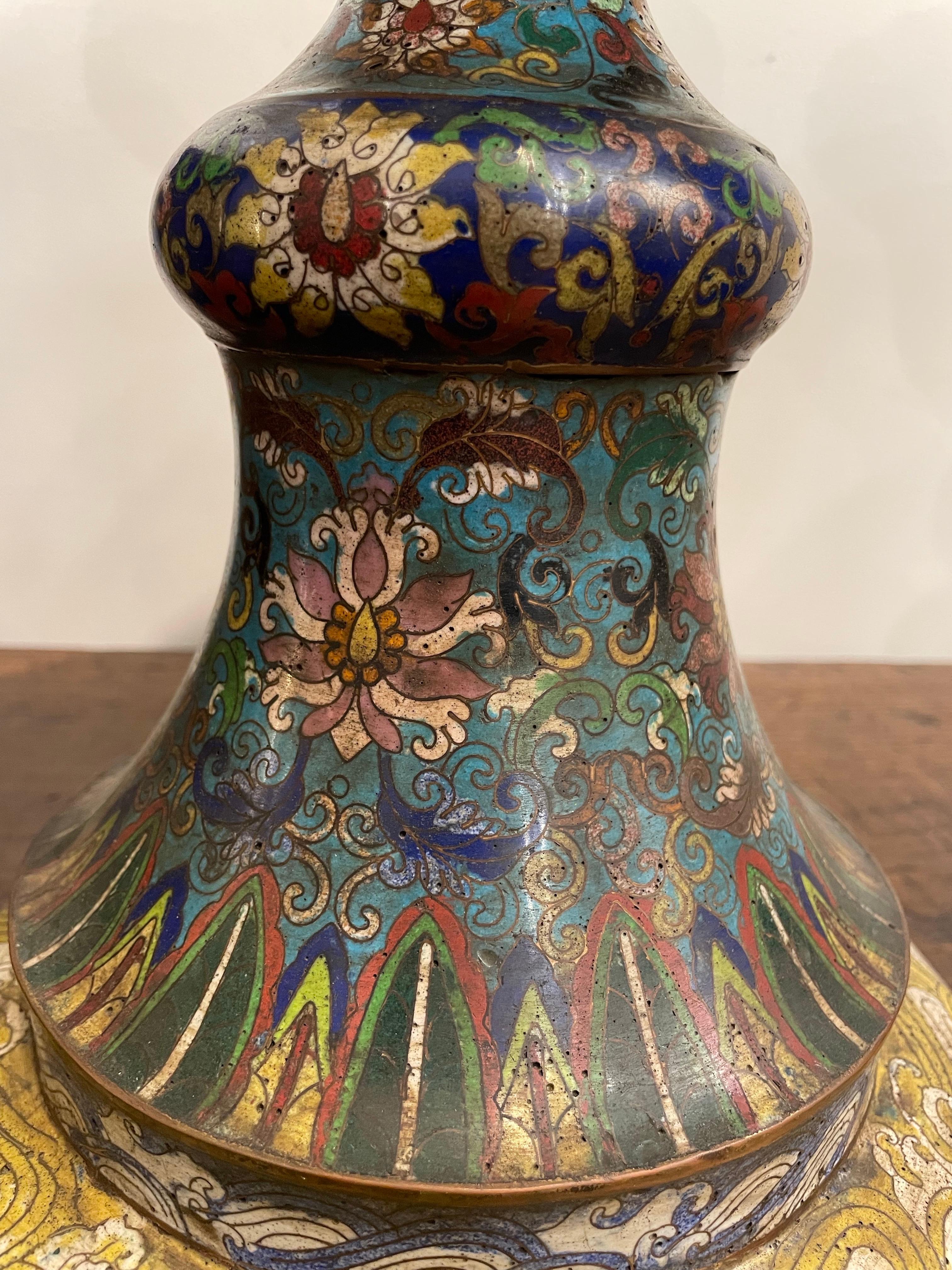 Bronze A Pair of Chinese Cloisonne Vases, Late 19th Century For Sale