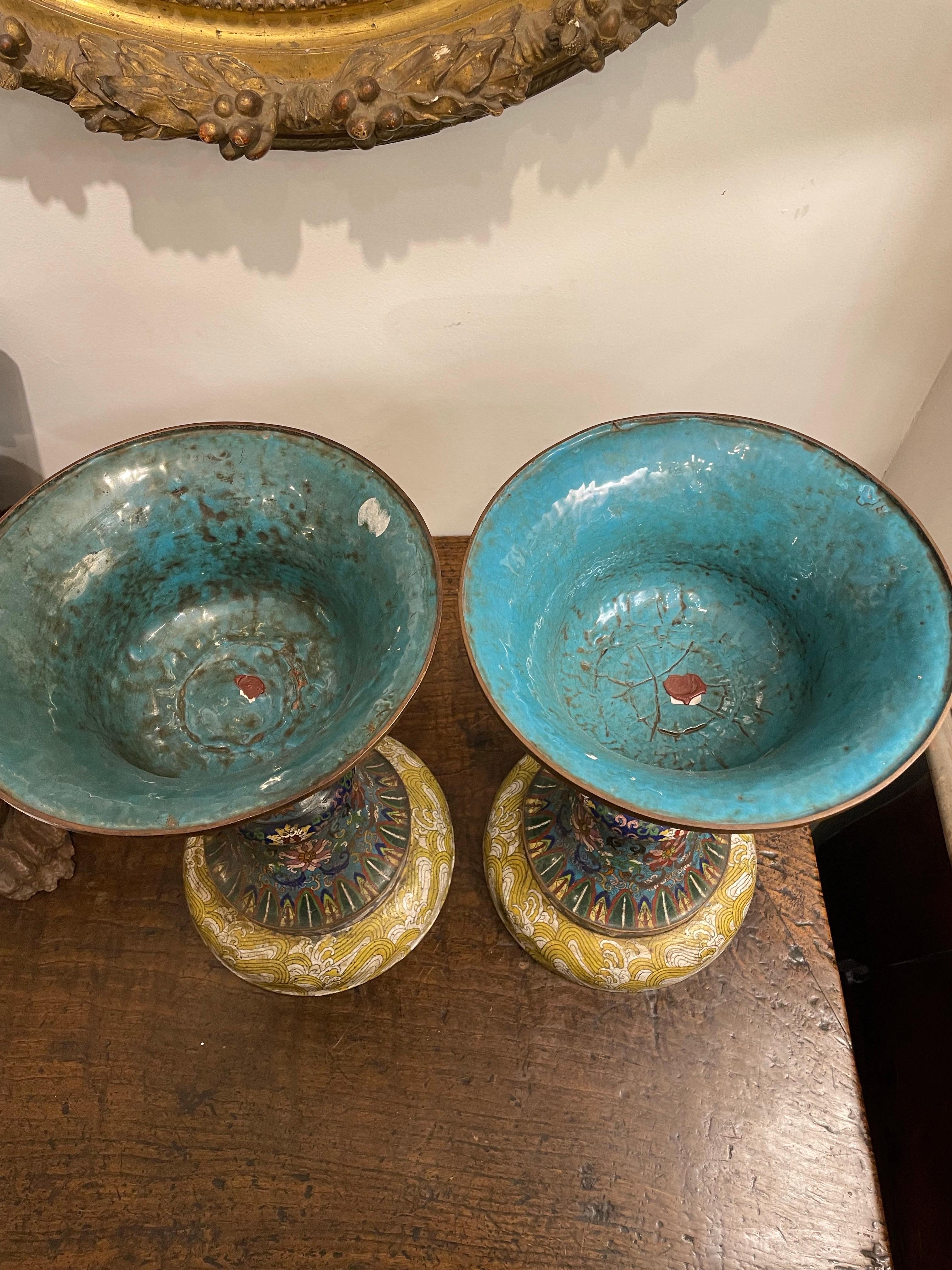 A Pair of Chinese Cloisonne Vases, Late 19th Century For Sale 3