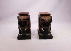 Pair of Chinese Elephants in Original Painted Wood, 1910s