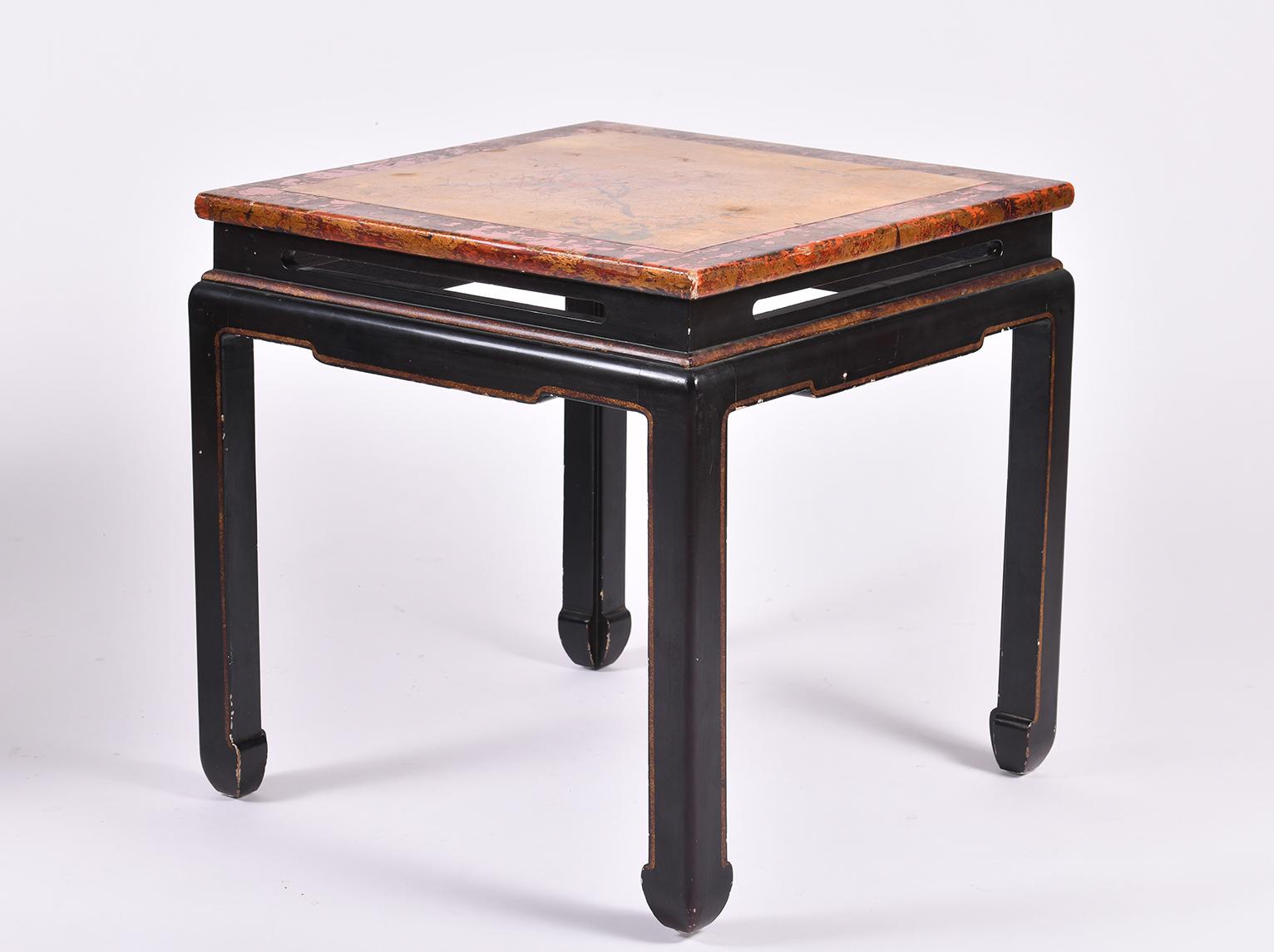 Pair of Chinese Export Black and Red Lacquer Side Tables 3