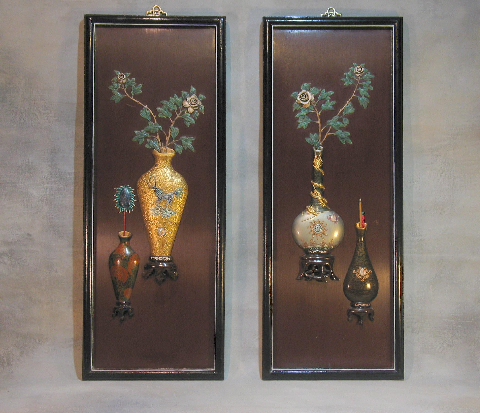 Pair of Chinese Export Decorative Wall Panels 4
