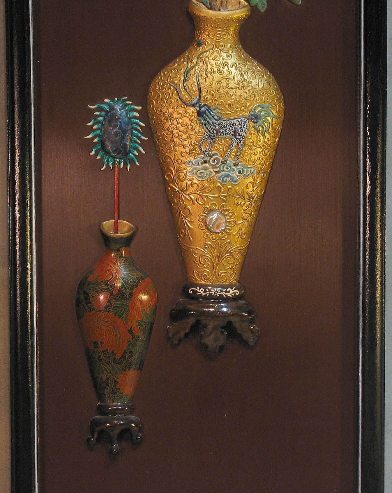 Painted Pair of Chinese Export Decorative Wall Panels