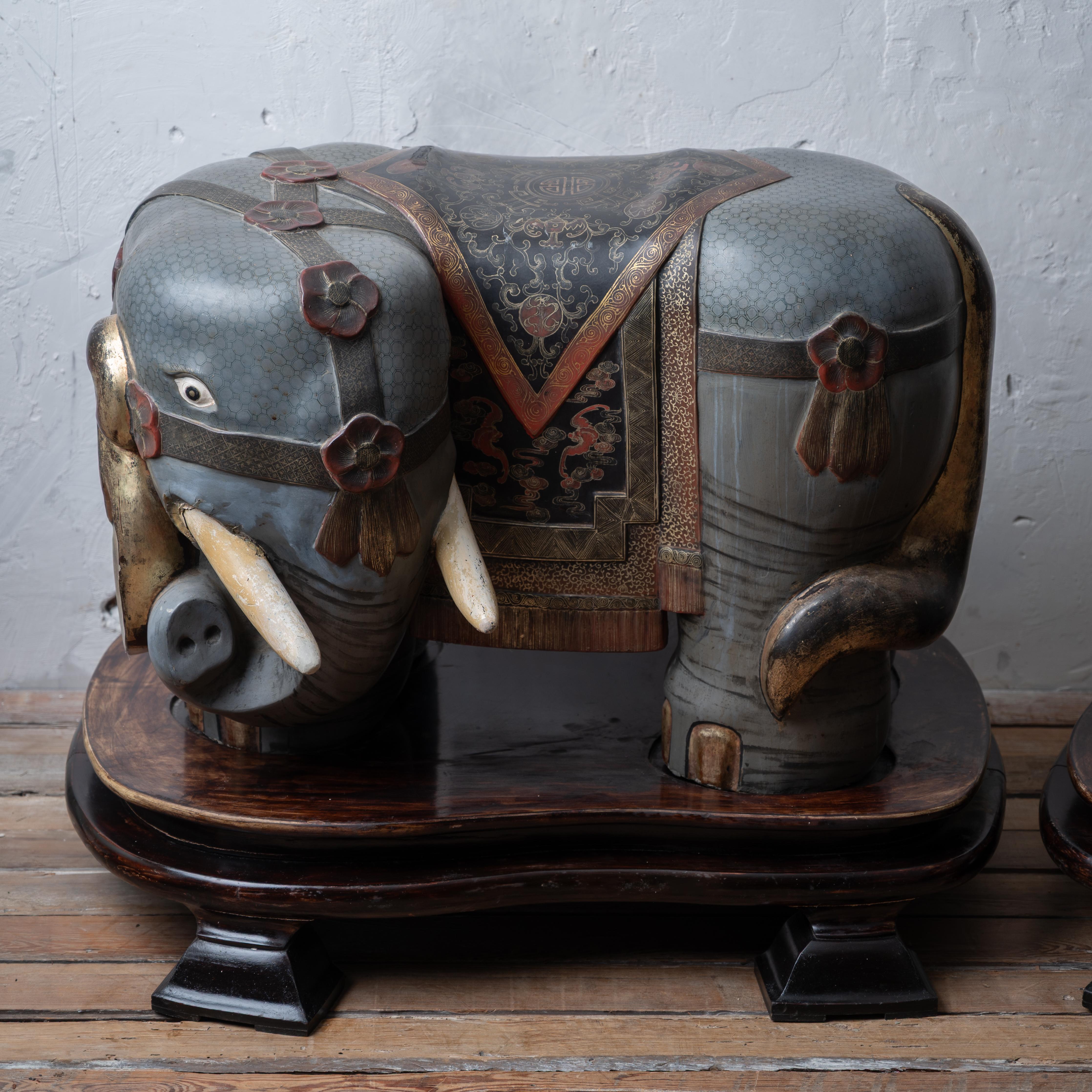 20th Century A Pair of Chinese Export Elephant Garden Stools For Sale