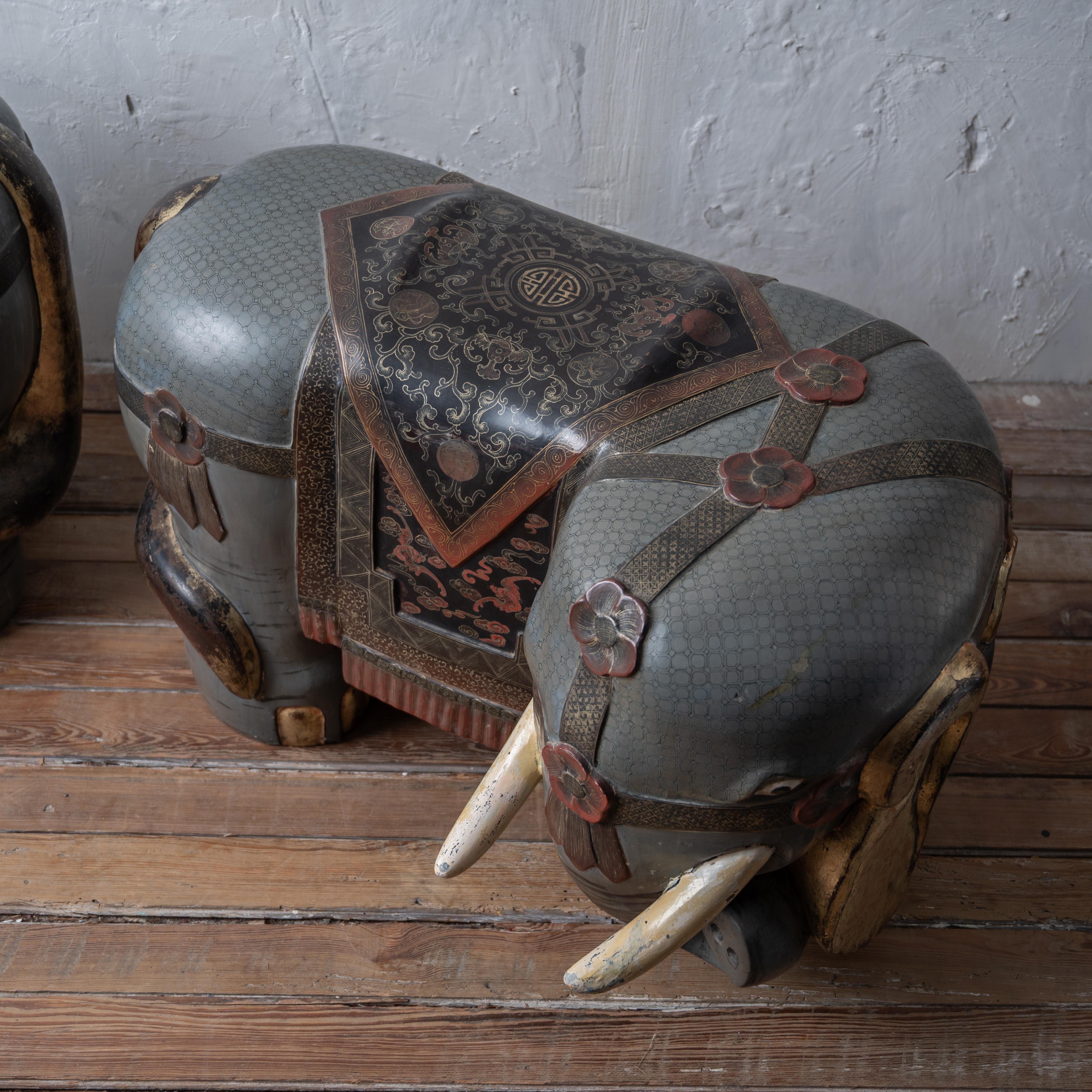 A Pair of Chinese Export Elephant Garden Stools For Sale 1
