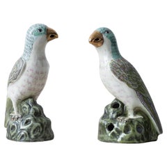 A Pair of Chinese Export Porcelain Parrots