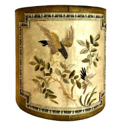 A Pair of Chinese Export Storage Canisters with Silk Embroidery Patches