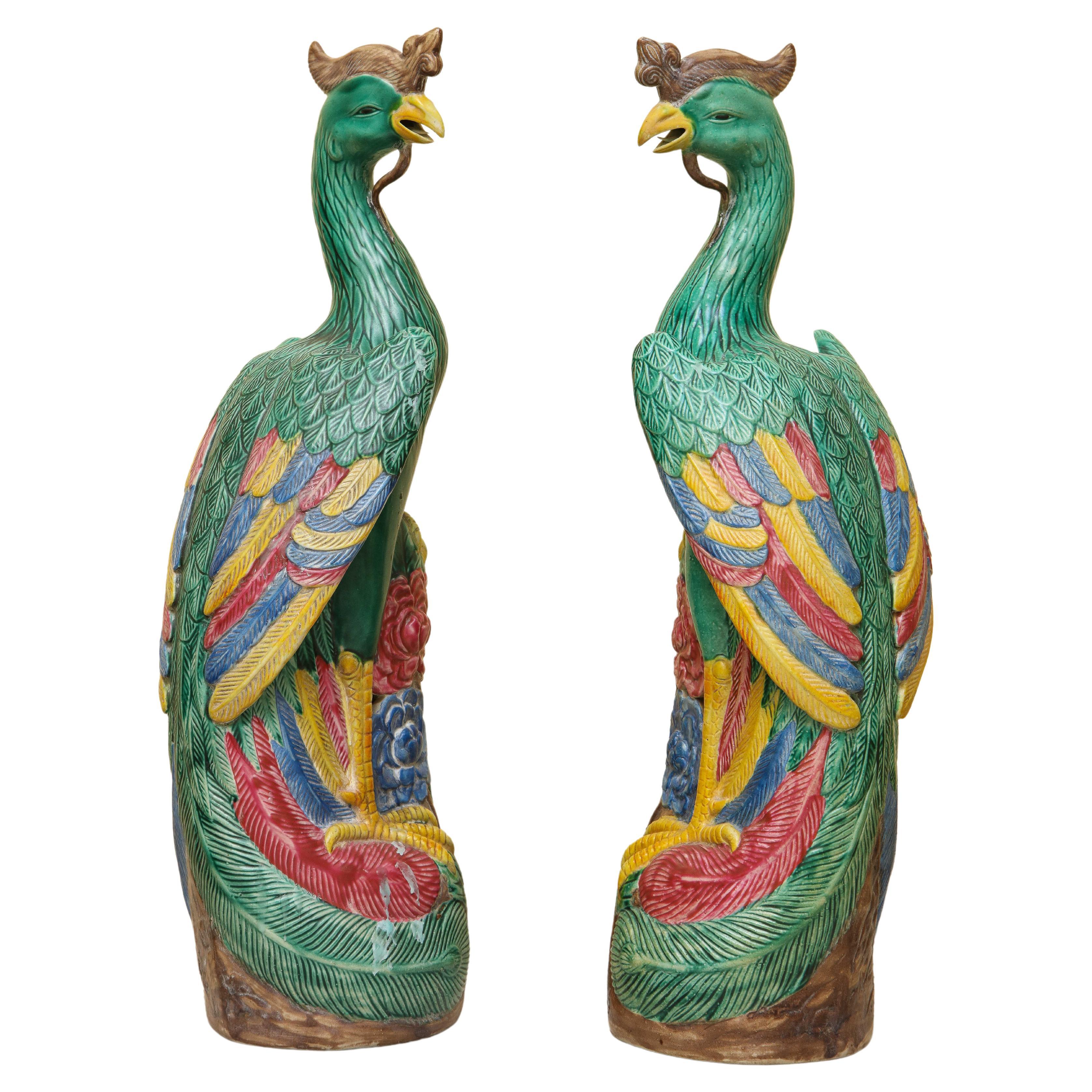 11" Old China Bronze Ware Silver Phoenix Phenix Beast Animal Vase Bottle Jar Jug 