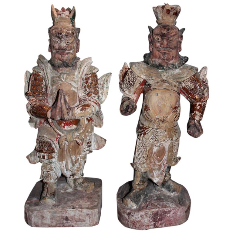 A Pair of Chinese Han Wooden Warriors