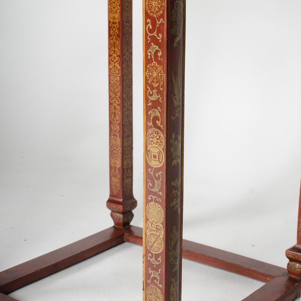 Pair of Chinese Hardwood Tall Side Tables circa 1900 In Good Condition In Philadelphia, PA