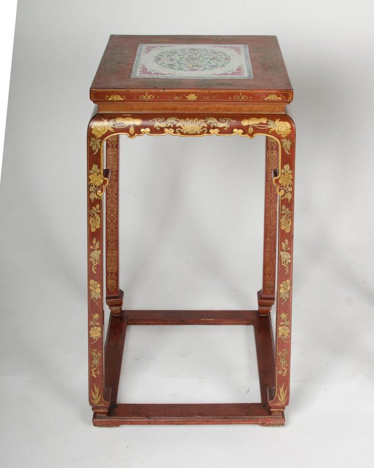 Pair of Chinese Hardwood Tall Side Tables circa 1900 For Sale at 1stDibs