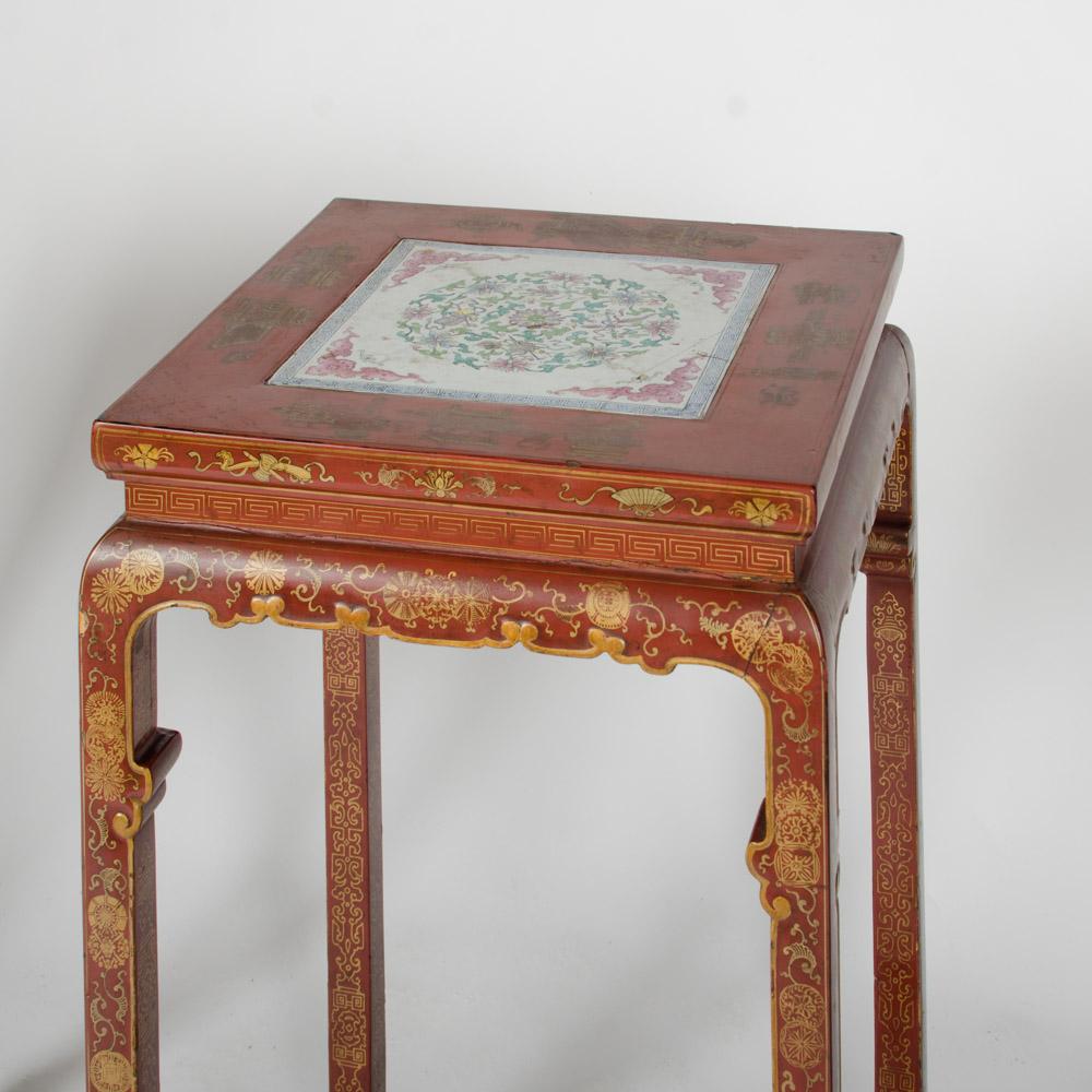 Pair of Chinese Hardwood Tall Side Tables circa 1900 3