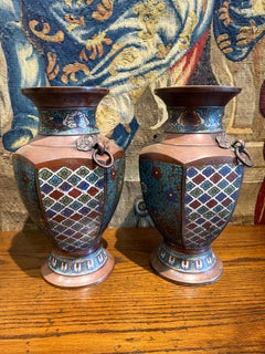 A Pair of Chinese Hexagonal Cloisonne Vases, 19th Century