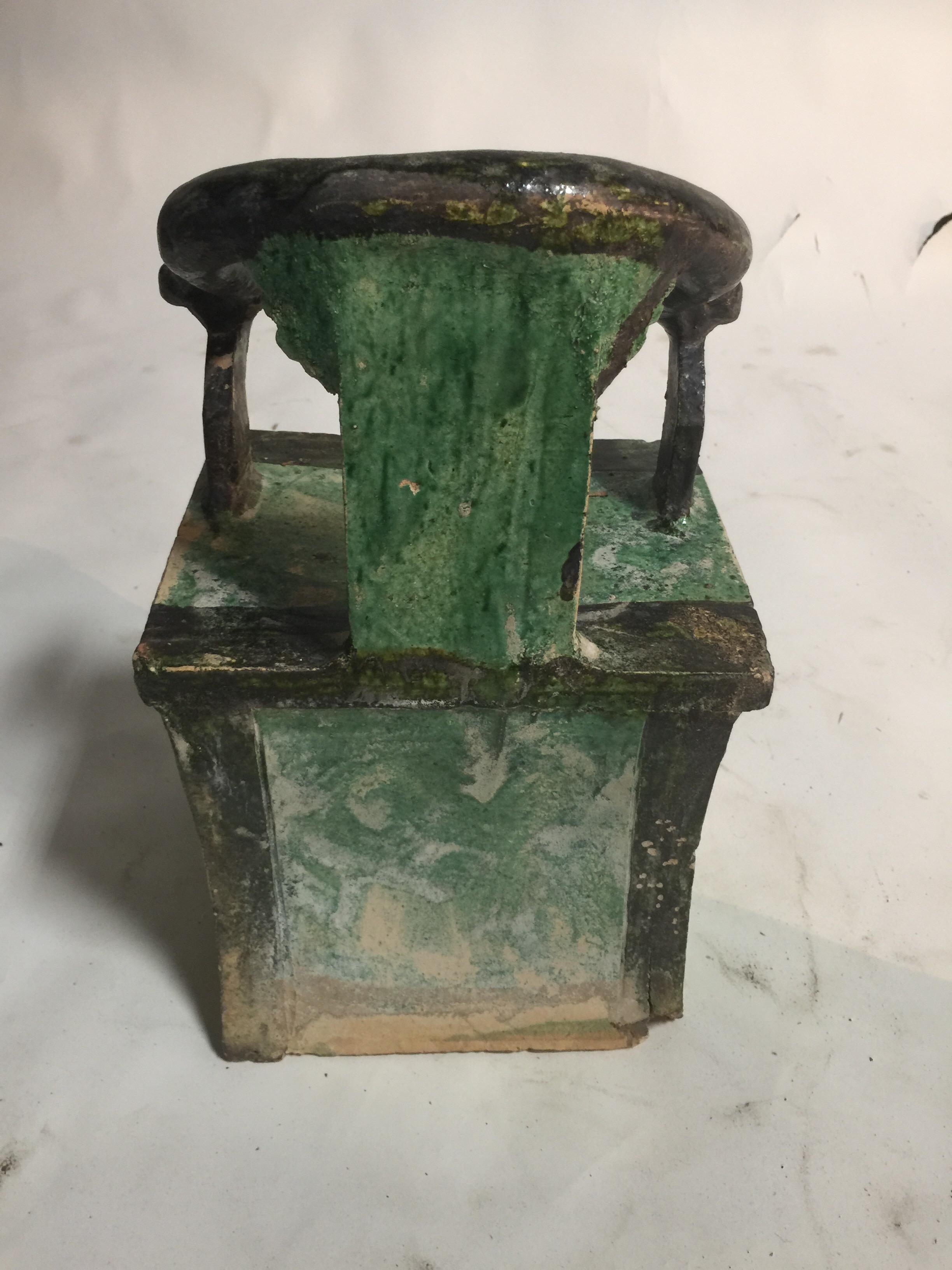 Antique Chinese Ming Dynasty Ceramic Ox Bow Tomb Votive Chair For Sale 1