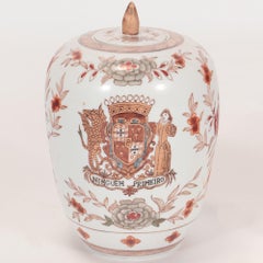 Pair of Chinese Porcelain Decorated Jars with Lids