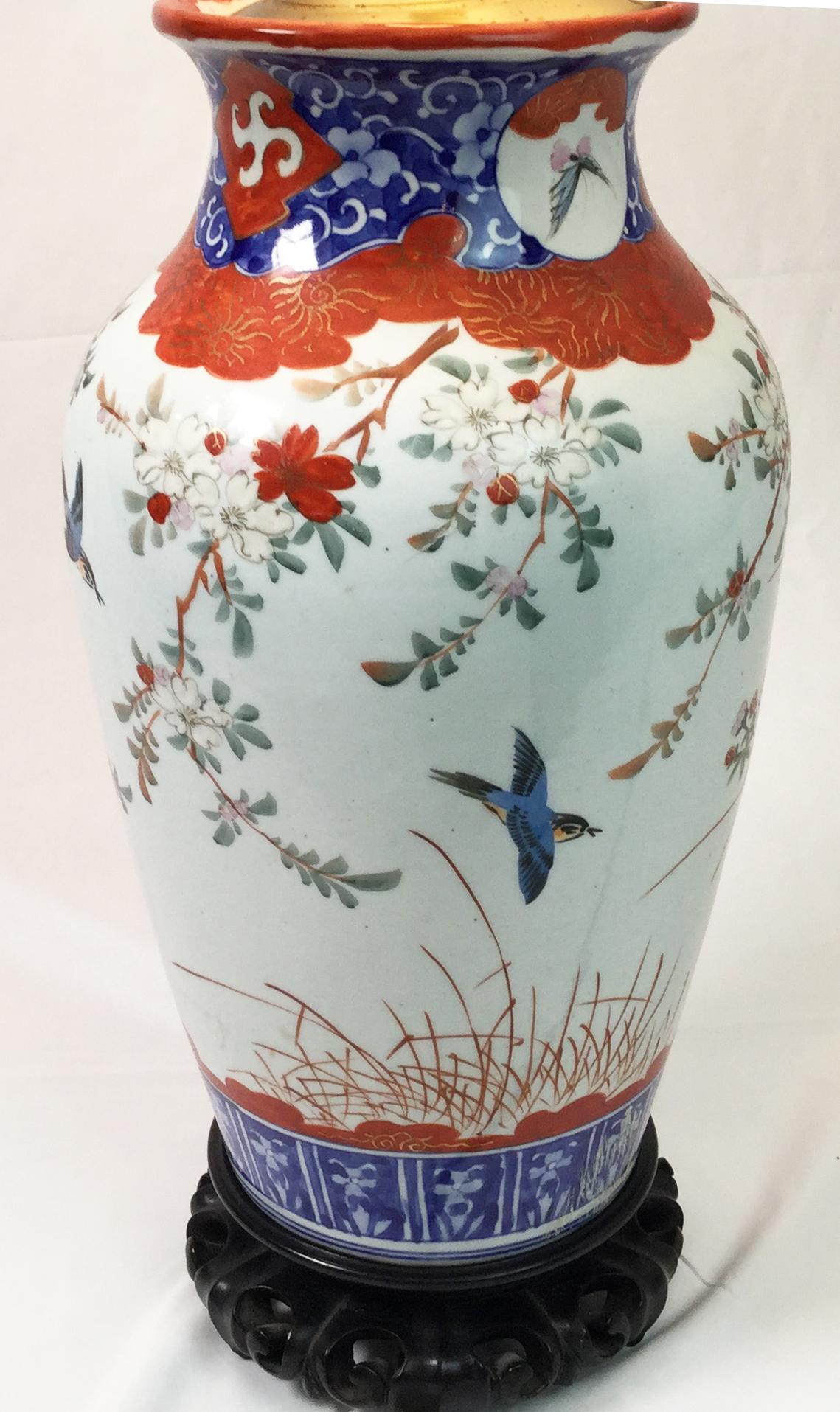Hand-Painted Pair of Chinese Porcelain Lamps