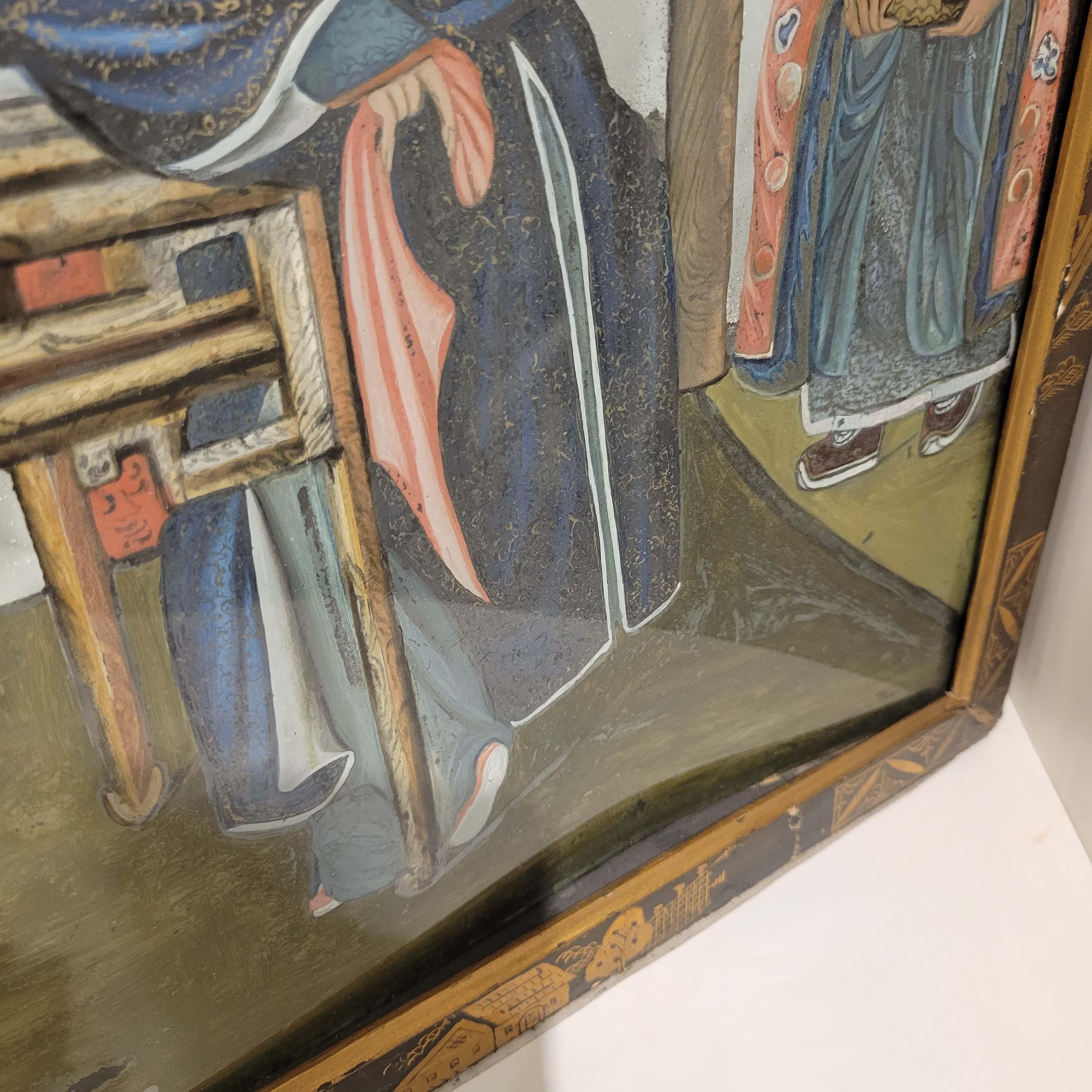 Pair of Chinese Reverse Glass Painting Qing Dynasty, 18th Century For Sale 2
