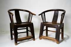 Pair of Chinese Round Back Chairs with Original Patina