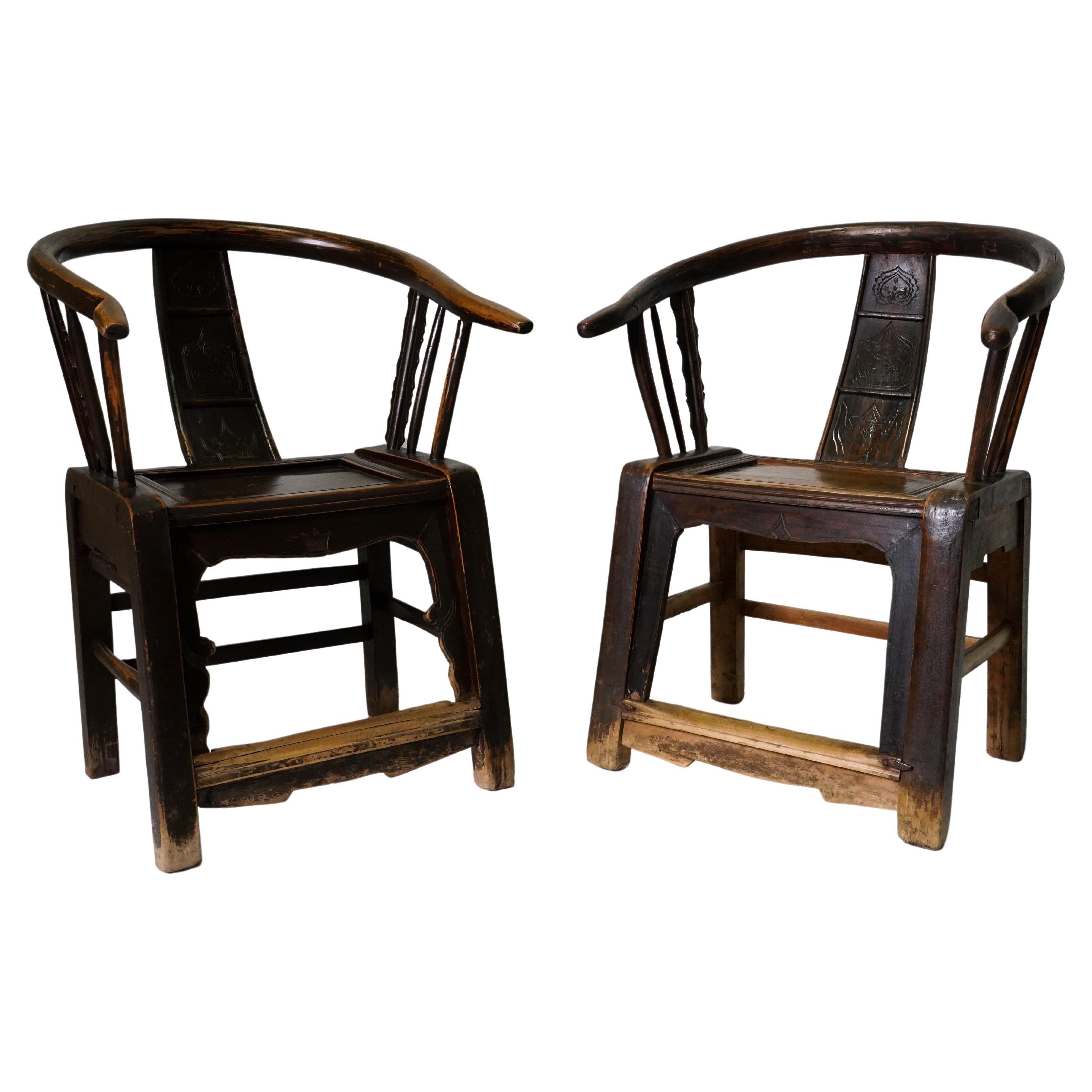 Pair of Chinese Jichimu Deco Chairs with Crooked Dragon Arms at 1stDibs