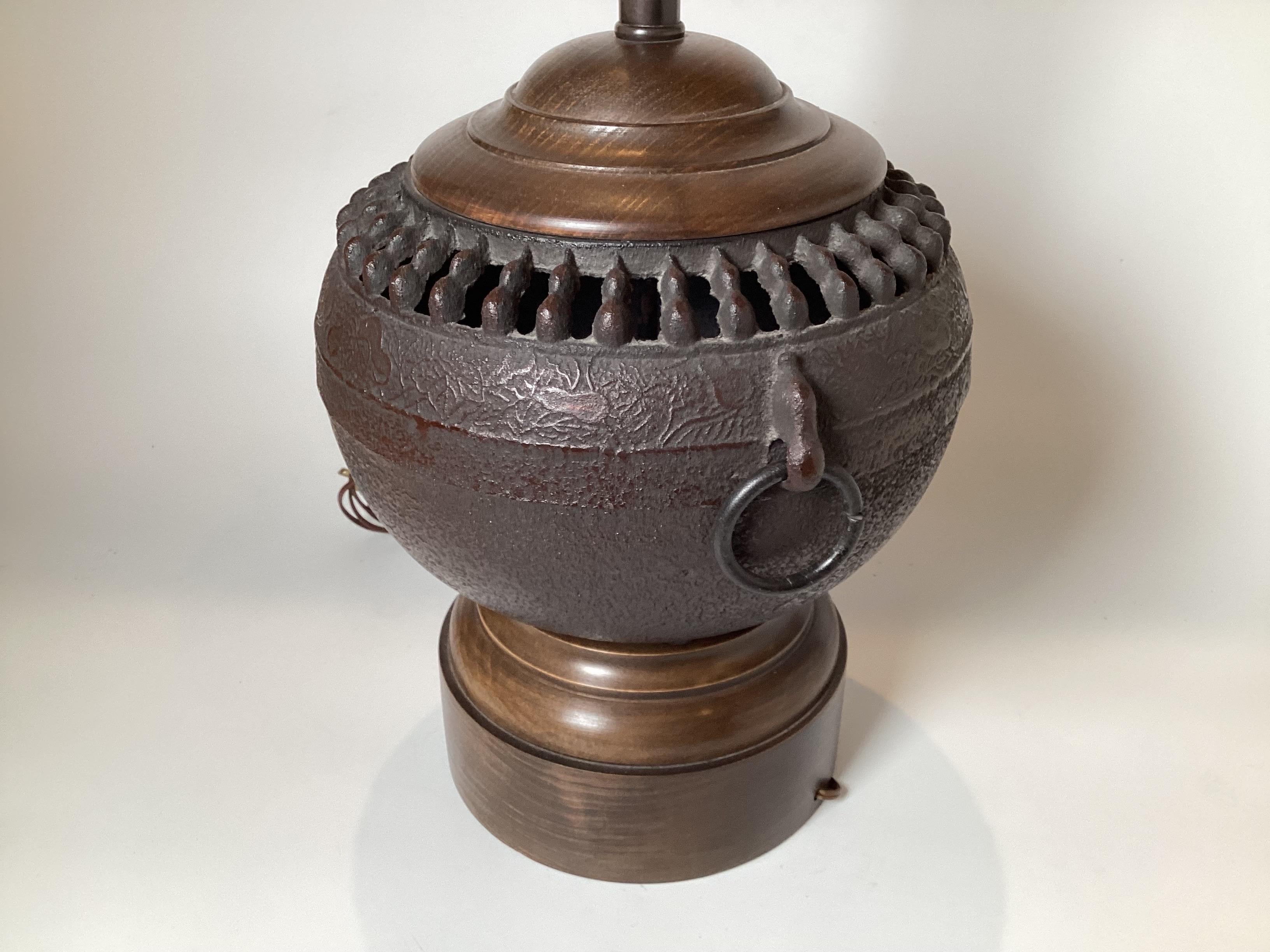Asian A Pair Of Chinese Style Bronze Urn Lamps For Sale