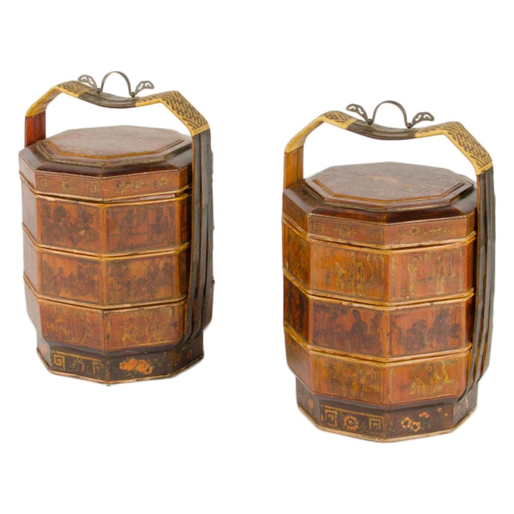 A pair of Chinese Wedding or Picnic Baskets Nineteenth Century For Sale