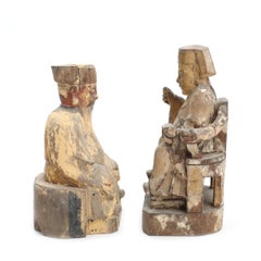 A pair of Chinese wooden sculptures, 19th c