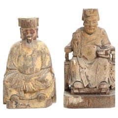 A pair of Chinese wooden sculptures, 19th c