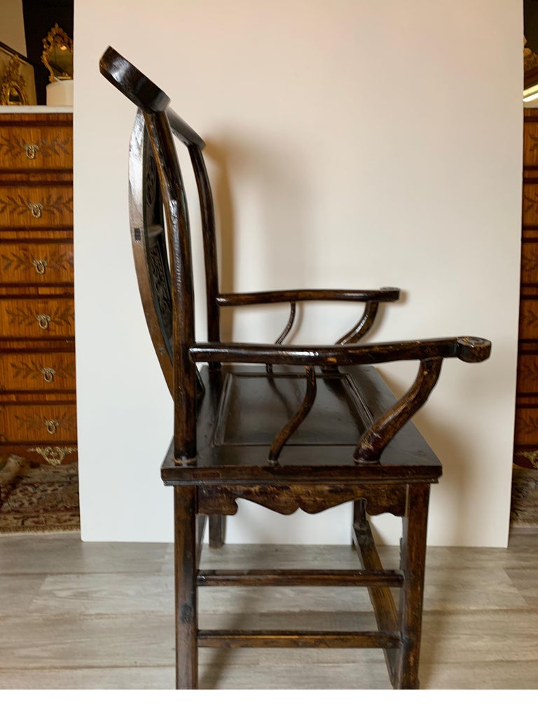 Pair of Chinese Yoke Back Altar Armchairs For Sale at 1stdibs