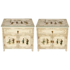 Pair of Chinoiserie Painted Bedside Tables