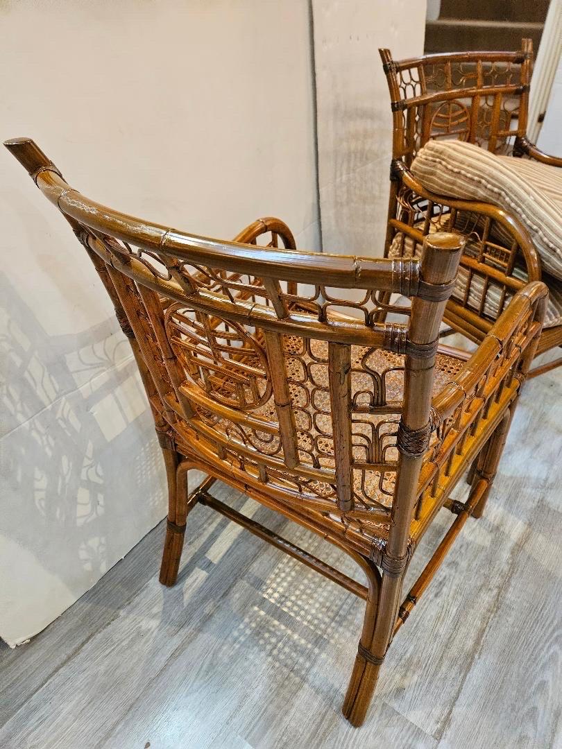 A Pair of Chinoiserie Style Bamboo Armchairs, Mid 20th Century In Excellent Condition In Lambertville, NJ