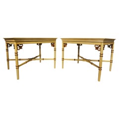A Pair of Chippendale Design Julian Chichester Faux Bamboo Tray Top Side Tables