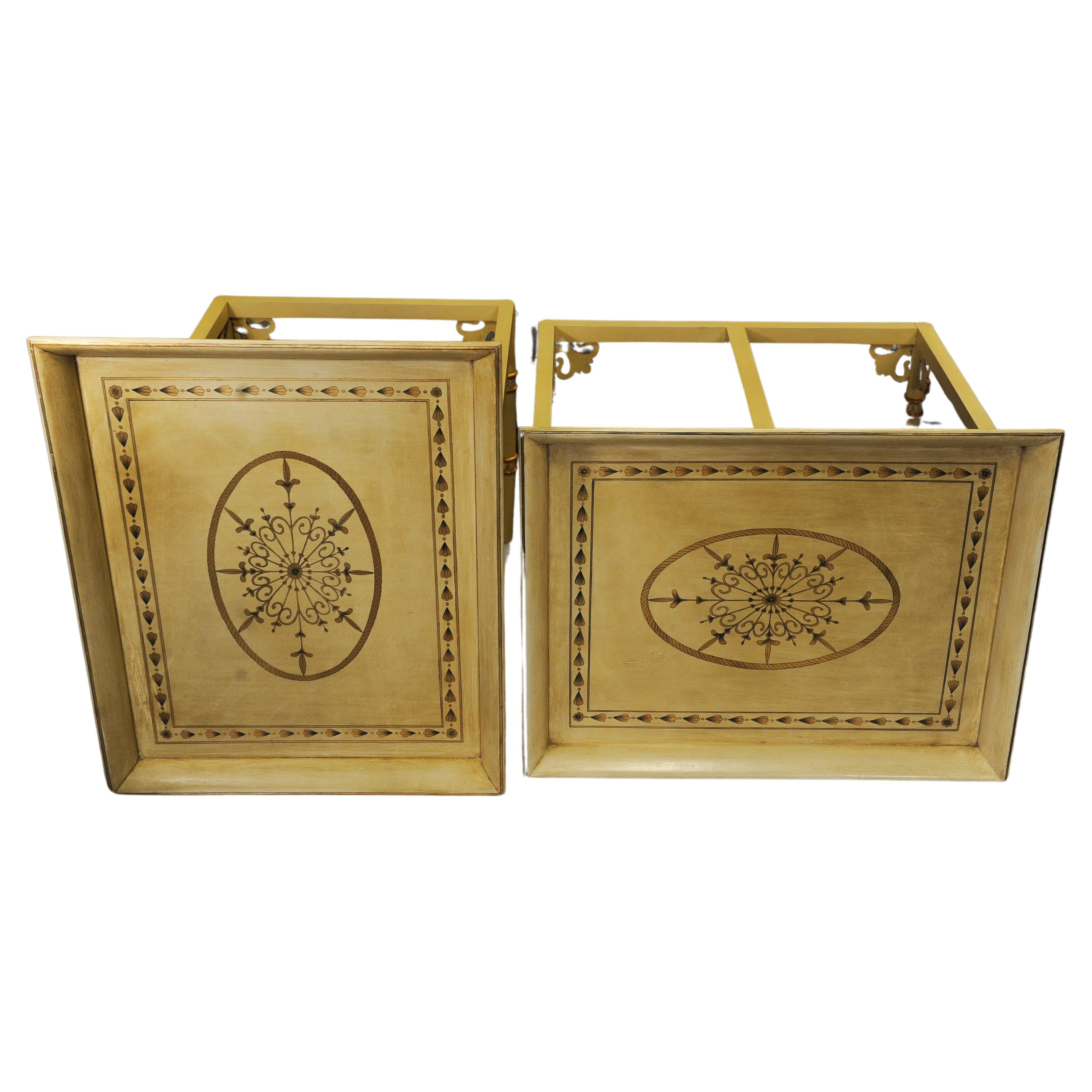 A Pair of Chippendale Style Faux Bamboo Tray Top Side Tables on X-Frame Bases For Sale 1